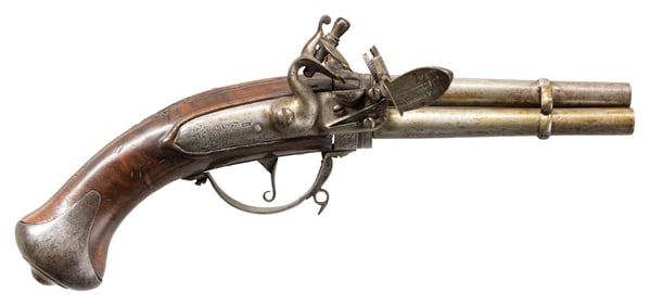 INNOVATIVE THREE ROTATING BARREL FLINTLOCK PISTOL