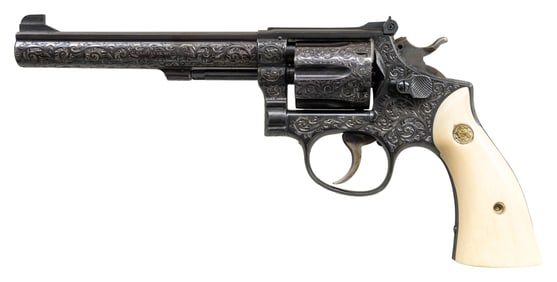 ENGRAVED S&W K-38 TARGET MASTERPIECE REVOLVER.