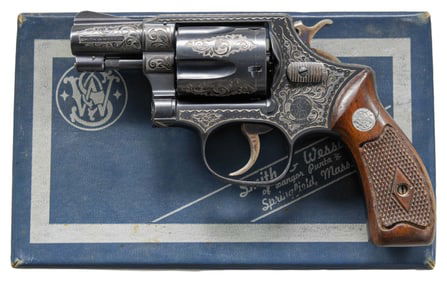 ENGRAVED S&W PRE 36 DA REVOLVER.