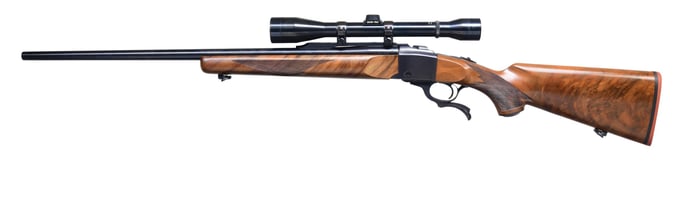 7MM REM MAG. RUGER NO. 1-B SINGLE SHOT RIFLE.