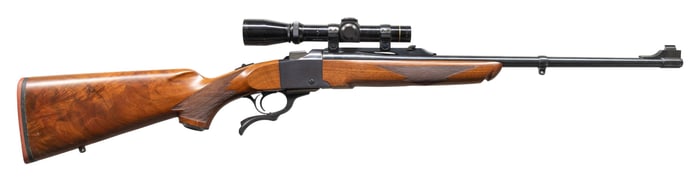 SCOPED RUGER No. 1-A FALLING BLOCK RIFLE.