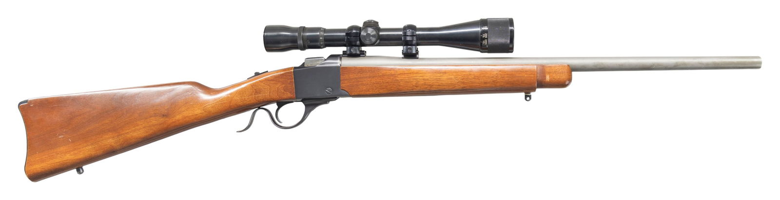 RUGER 17 ACKLEY HORNET No. 3 FALLING BLOCK: CARBINE. Cal. 17 Ackley Hornet. S# 132-11463. Bbl. 22" matte stainless with 11 degree crown and marked 'WESSINGER CUSTOM" in addition to caliber marking. George C. Wessinger of Chapin, SC was a top