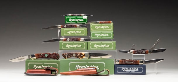 LOT OF 10 ASSORTED REMINGTON POCKET KNIVES.