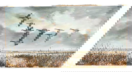 UNFRAMED WATERCOLOR CANADA GEESE BY GERALD PETTIT.