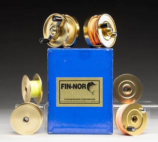 2 HARD TO FIND FIN-NOR #1 FLY REELS WITH EXTRA