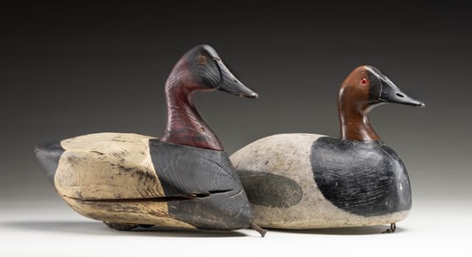 2 OVERSIZED CANVASBACK DECOYS 1 MARKED "CEDAR