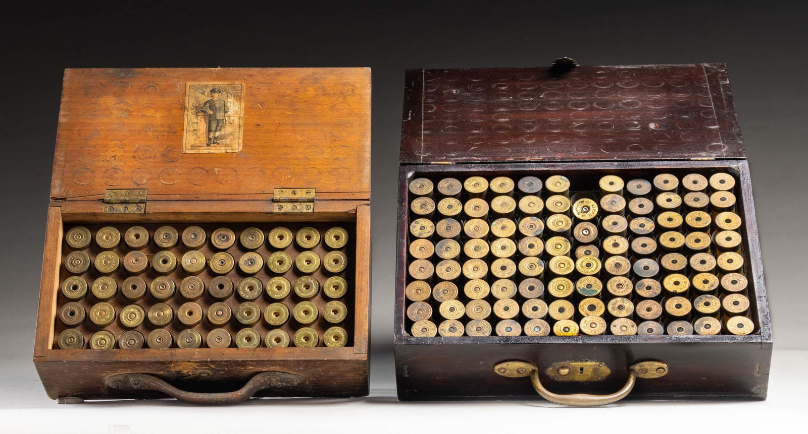 3 WOODEN SHOT SHELL MAGAZINES. - 2