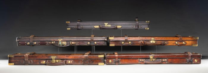5 BRITISH STYLE HARD GUN CASES.