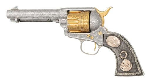 COLT SAA CATTLE BRAND ENGRAVED REVOLVER,