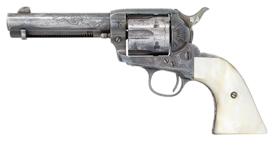 UNIQUE CUNO HELFRICHT ENGRAVED COLT SAA REVOLVER,