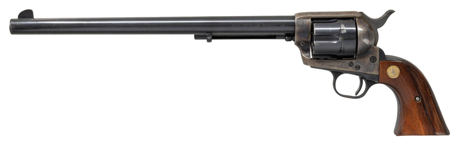 SECOND GENERATION COLT SINGLE ACTION ARMY BUNTLINE: SPECIAL REVOLVER. Cal. 45 Colt. S# 18311SA. Bbl. 12". Second Generation Single Action Army Buntline Special revolver mfg. by Colt in 1958. Left side of the bbl. is marked "COLT BUNTLINE SPECIAL .45",