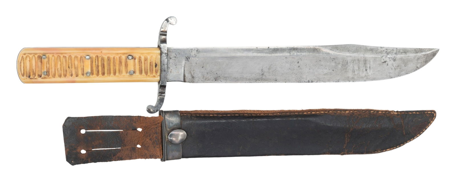 RARE EDWARD OWENS, ALBANY NY MADE ANTEBELLUM BOWIE: KNIFE CARRIED BY US ARMY SURGEON. Edward Owens (1809-1862) was an obscure surgical tool maker in Albany, NY, working circa 1850. Very few of his surgical tools are known and only 2 knives. This fine