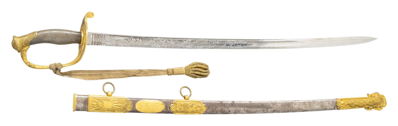 EXCEPTIONAL SILVER GRIP PRESENTATION SWORD OF LT. (1 of 11)