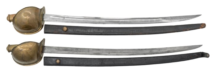 TWO US. M1860 NAVAL CUTLASSES & SCABBARDS
