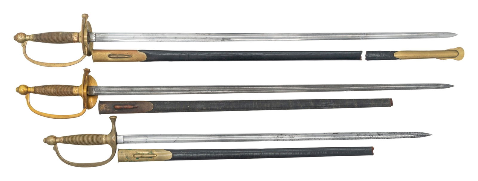 2 US M1840 NCO SWORDS & 1 US M1840 MUSICIAN SWORD. (1 of 2)