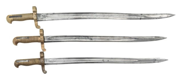 THREE CIVIL WAR SABER BAYONETS.