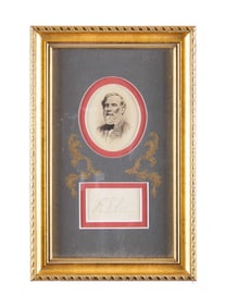 FRAMED ROBERT E LEE SIGNATURE & CDV.