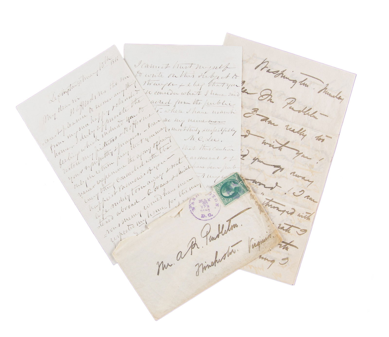 2 MILDRED CHILDE LEE AUTOGRAPH LETTERS SIGNED.: Letters by Lee's youngest daughter are rare in the market. Mildred C. Lee (1846-1905) was a great favorite of Lee, nicknamed "Precious Life" had a vital and captivating spirit. General Lee always