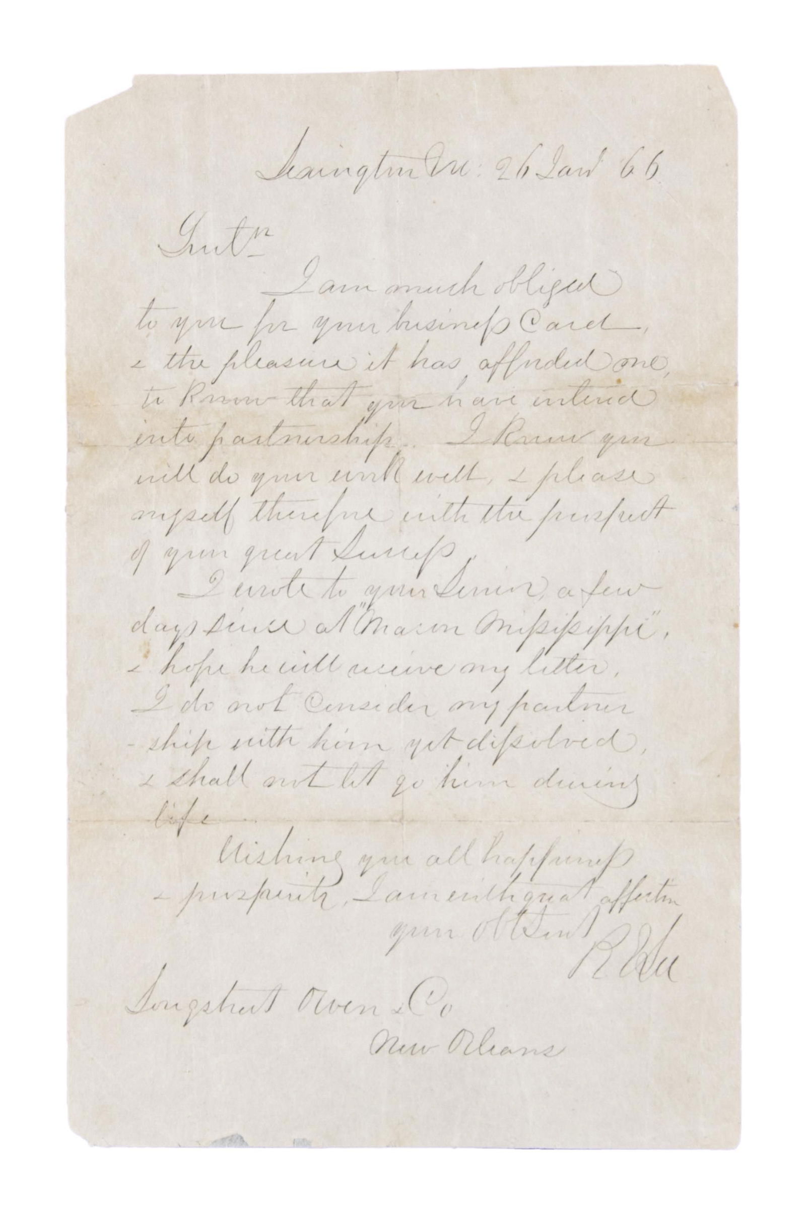 FACSIMILE ROBERT E LEE AUTOGRAPH LETTER TO (1 of 2)