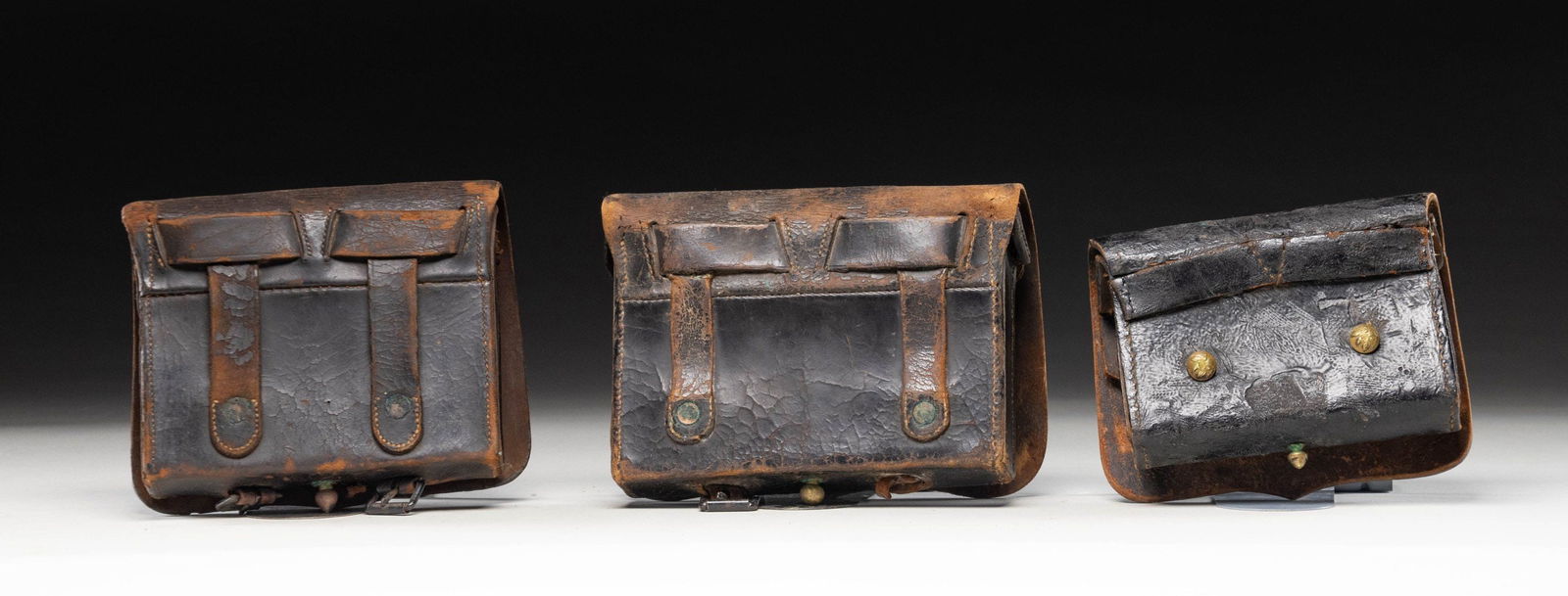 THREE CIVIL WAR ERA CARTRIDGE BOXES. - 2