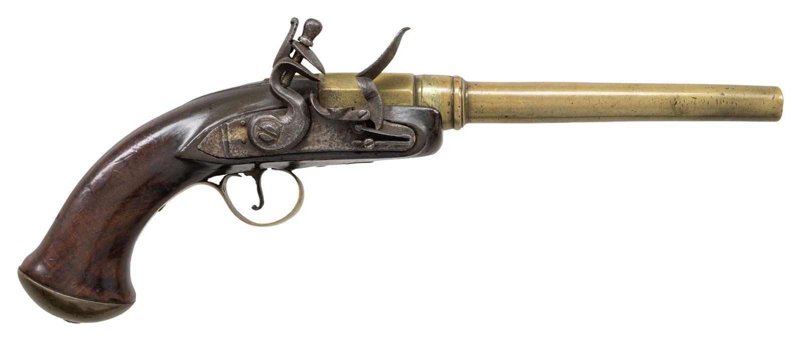 POSSIBLY BRITISH BRASS SCREW BARREL FLINTLOCK (1 of 2)