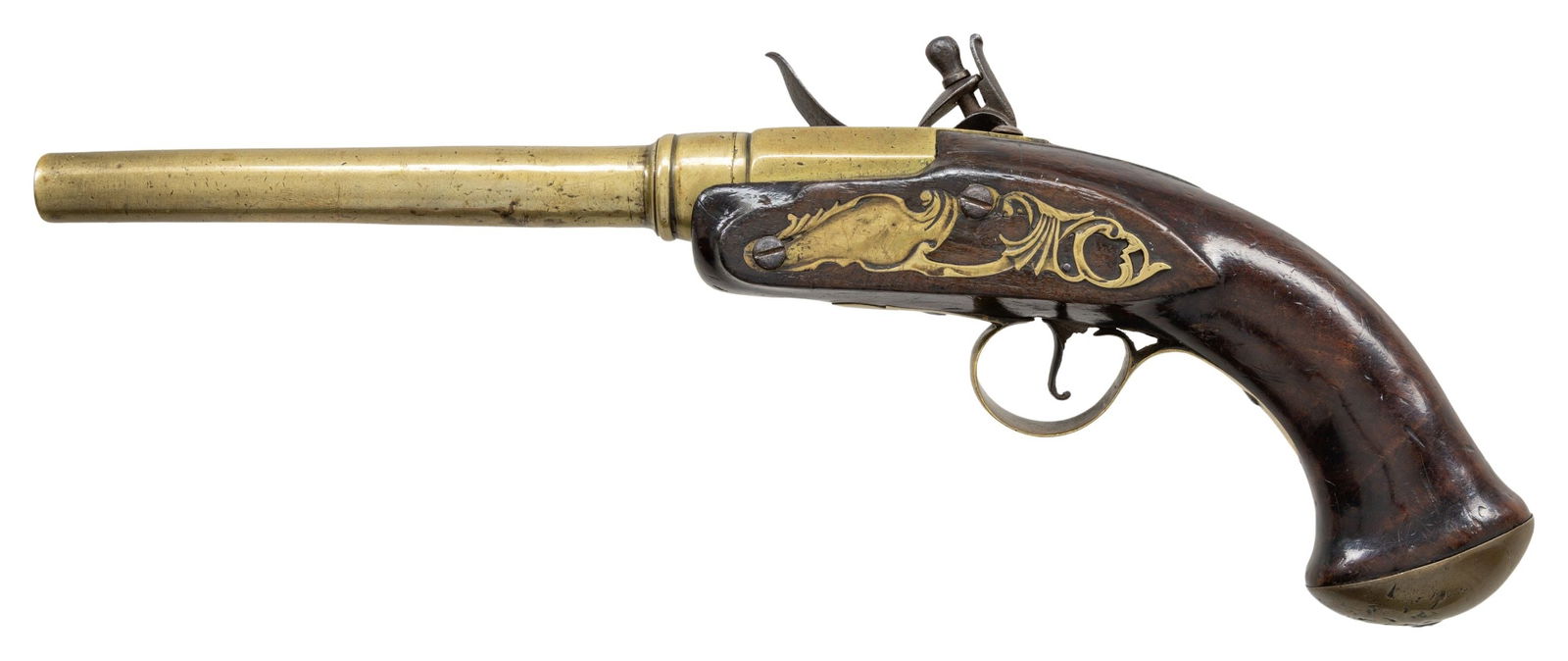 POSSIBLY BRITISH BRASS SCREW BARREL FLINTLOCK - 2