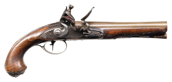 SILVER MOUNTED MID 18TH CENTURY FLINTLOCK PISTOL