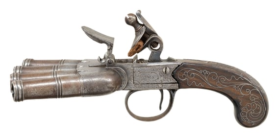 SCARCE SMALL SIZE 4 BARREL DUCKFOOT FLINTLOCK