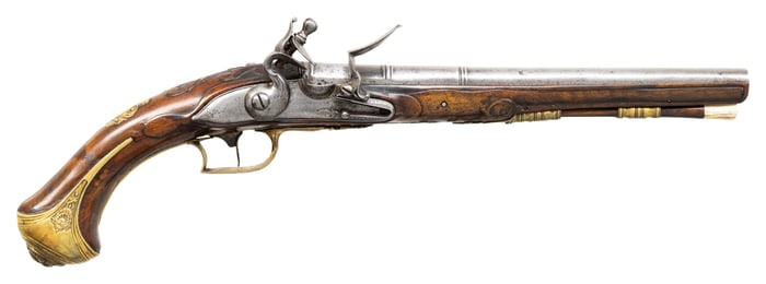 EARLY GERMANIC FLINTLOCK HOLSTER PISTOL BY