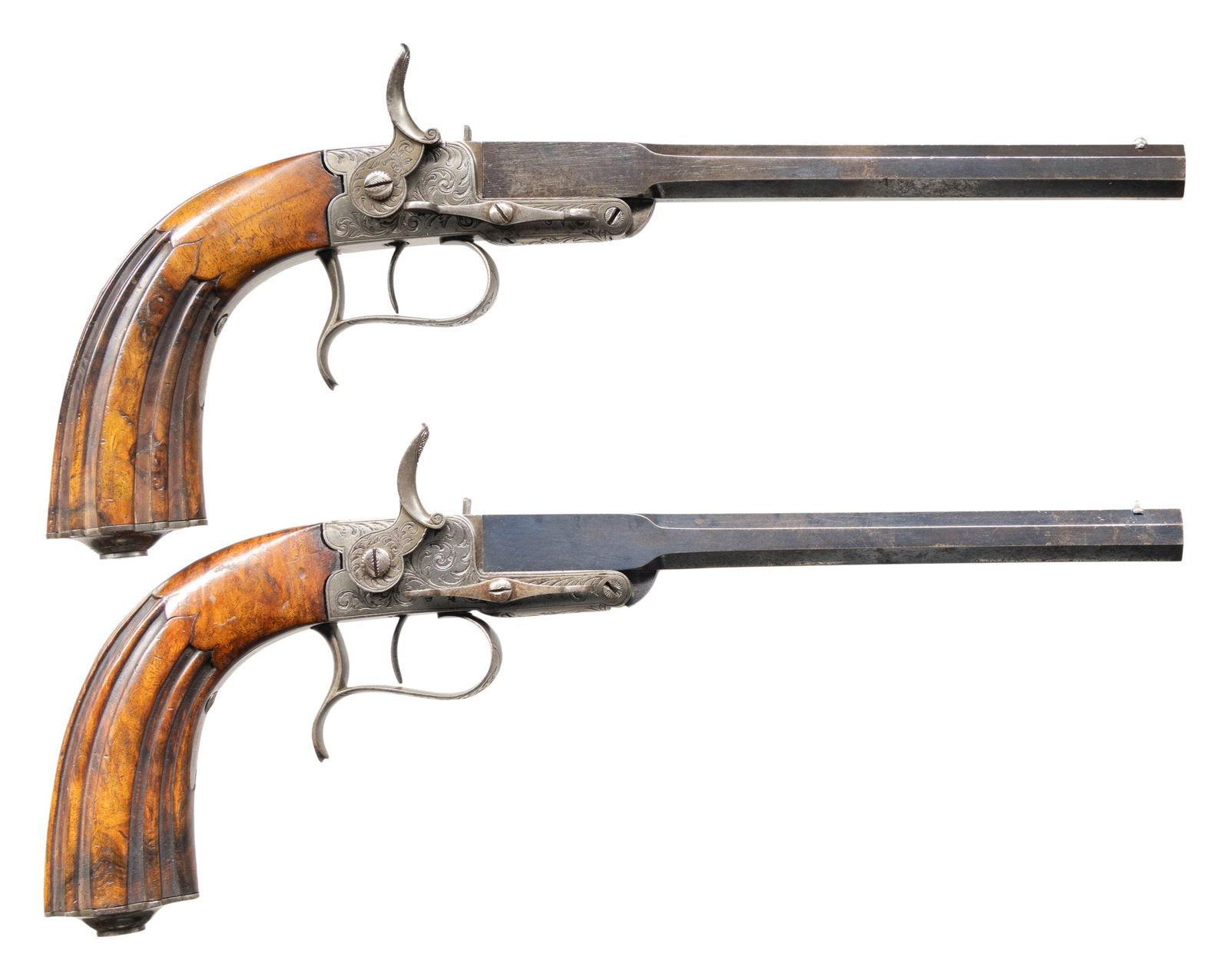 UNMARKED MATCHED PAIR OF INLINE PERCUSSION PARLOR - 2