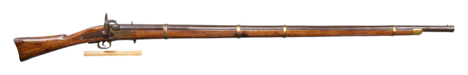 CHINESE JINGOL PERCUSSION "3 MAN MUSKET": Cal. 75. S# NSN. Made by the Chinese during the 1860's it is reported that these were originally used to hold back the Tartars. They were fired through loop holes in the Great Wall of China. It seems