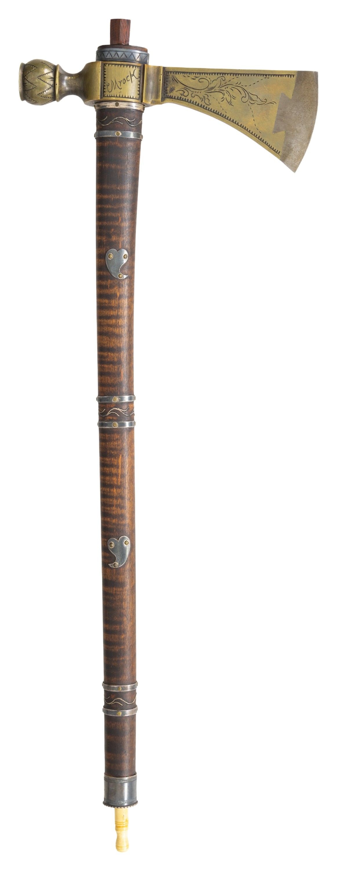 FINE CONTEMPORARY PIPE TOMAHAWK BY LARRY MROCK, (1 of 2)