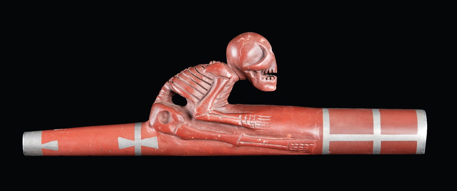 INDIAN CATLINITE EFFIGY PIPE. (1 of 3)