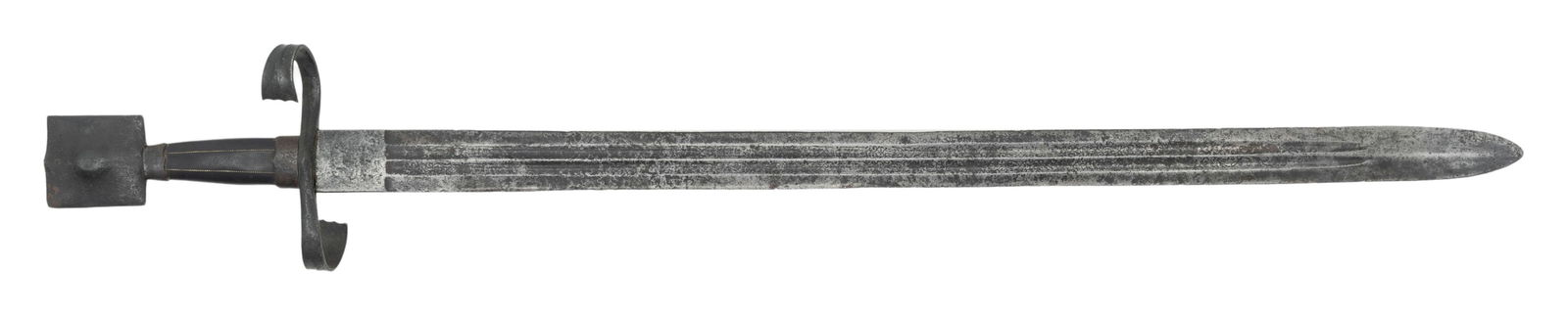 RARE 15TH TO 16TH CENTURY VENETIAN SCHIAVONESCA.: A rare example of a 15th to 16th century Venetian schiavonesca measuring 38 1/2" overall with a plain 31 5/8" double edged blade featuring two 26" fullers. The schiavonesca is the predecessor of the