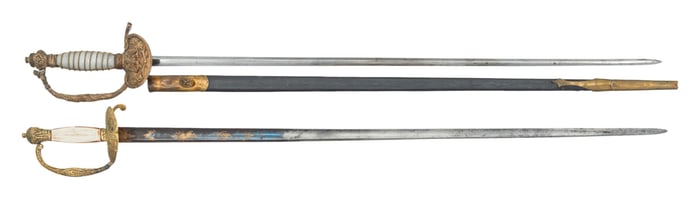 2 EARLY 19TH CENTURY EUROPEAN OFFICER'S SWORDS.