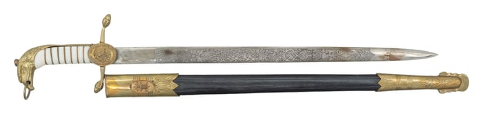 MEXICAN MILITARY ACADEMY SHORT SWORD WITH SCABBARD