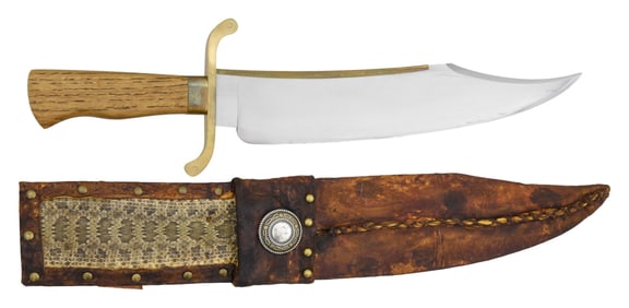 MASSIVE CUSTOM BOWIE KNIFE & SHEATH BY JAMES R.