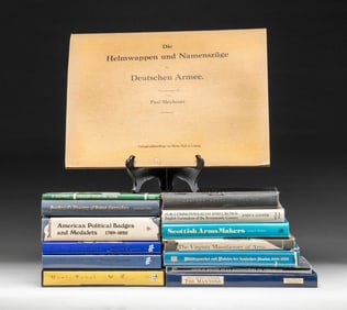 GROUP OF THIRTEEN BOOKS AND FOLDER OF PHOTOGRAPHS.