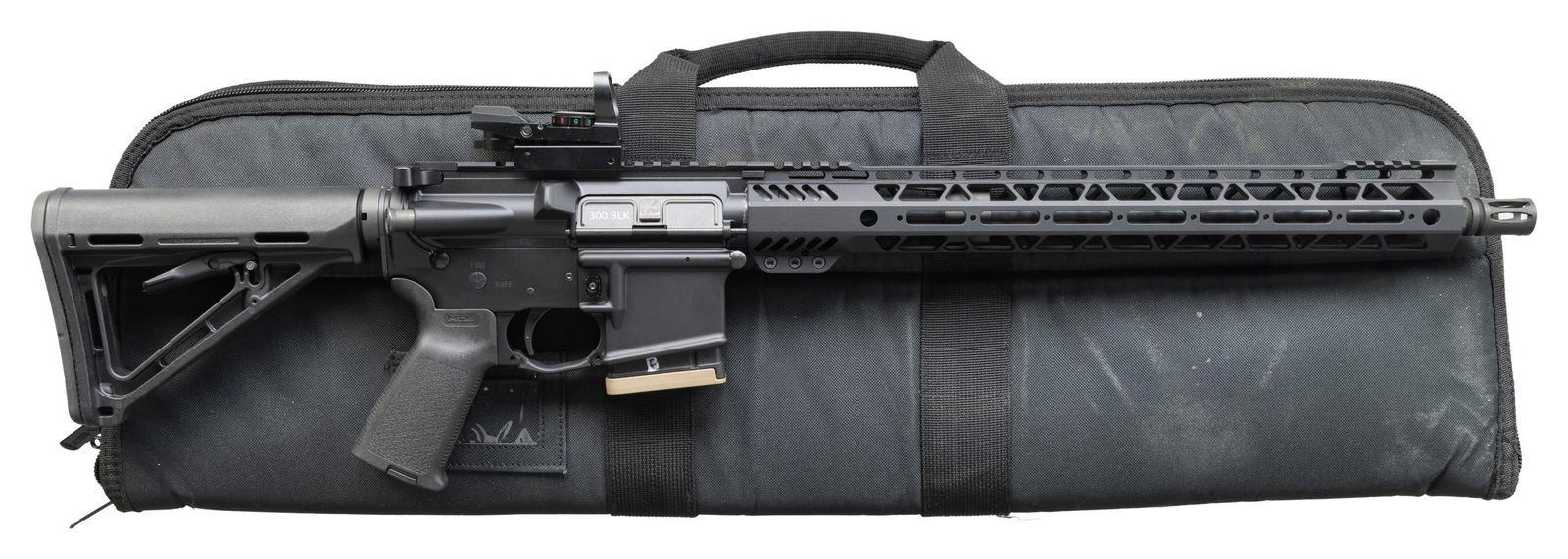 PALMETTO STATE ARMORY 300 BLACKOUT PA-15 CARBINE: Cal. 300 AAC Blackout. S# SCD096855. Bbl.16". 1:8 300 Blackout barrel terminated w/ A2 style flash hider. Low profile gas block below 15.5" free floating Palmetto handguard. Pistol length gas tube. Fl