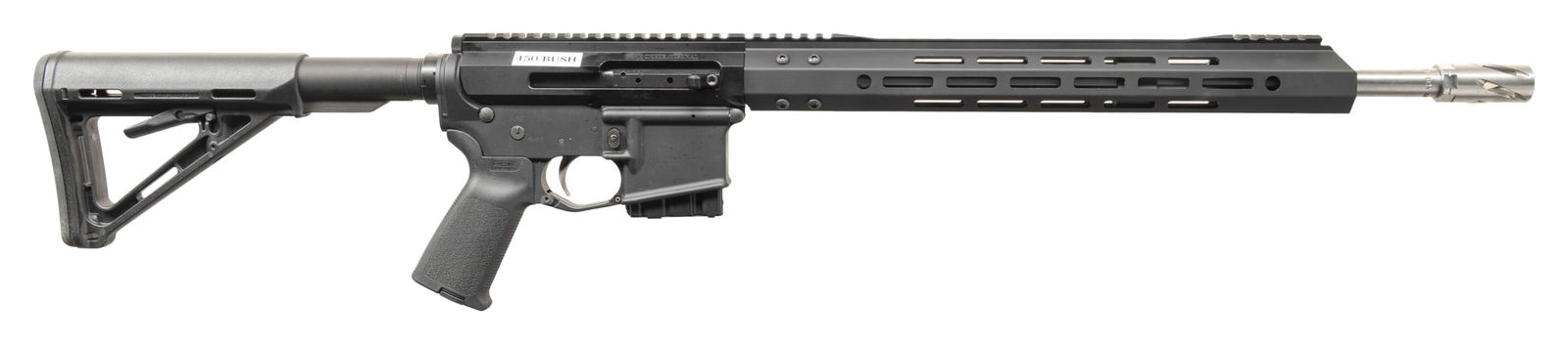 450 BUSHMASTER PALMETTO STATE ARMORY PA-15 RIFLE: Cal. 450 Bushmaster. S# SCB715049. Bbl. 18". Stainless Steel 1:24 barrel terminated w/ spiral muzzle brake. 15" free floating handguard. Flat top, right-side charging upper receiver. 6 position carbin