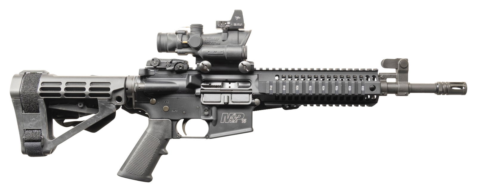 SMITH & WESSON PISTOL WITH TRIJICON ACOG SIGHT. (1 of 4)