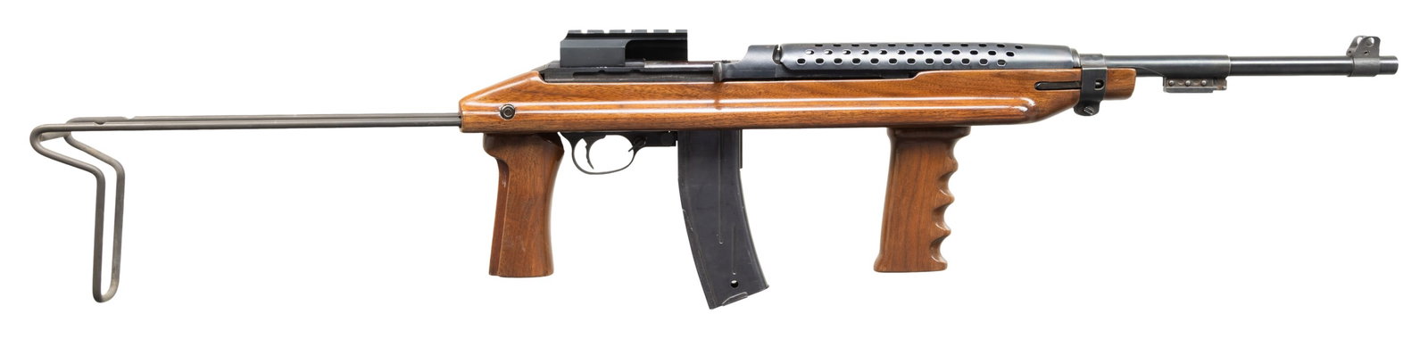 PLAINFIELD MODEL PM 30 P PARATROOPER STYLE SEMI: AUTO CARBINE. Cal. 30 Carbine. S# 42829. Bbl. 18". These carbines were manufactured by Plainfield from 1962 to 1978 using both GI & newly manufactured parts. This carbine features vertical hand grips
