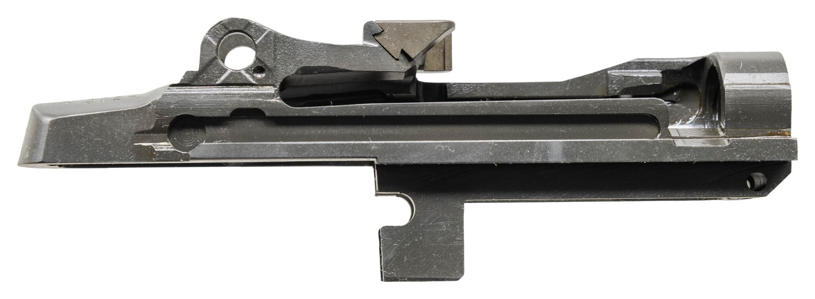 SPRINGFIELD ARMORY M1A SEMI-AUTO RIFLE RECEIVER.: S# 042450. Receiver manufactured in the late 1980s is marked at heel "U.S. RIFLE / 7.62-mm M1A / SPRINGFIELD / ARMORY / serial number". Receiver has inventory number in red at rear sight base. Clip gu