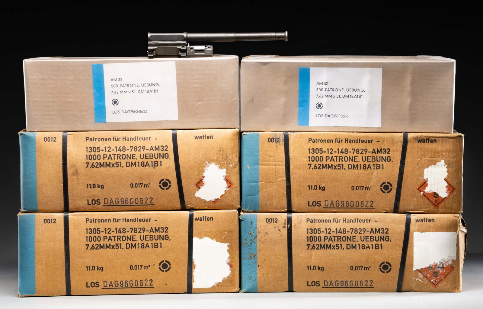 GERMAN TRAINING AMMO LOT.: This lot consists of the following items: 1) 6/76 dated HK G3 training bolt assembly. CONDITION: very good with some light oxidation & wear. 2) 5000 rds. of West German 7.62 NATO plastic training ammo