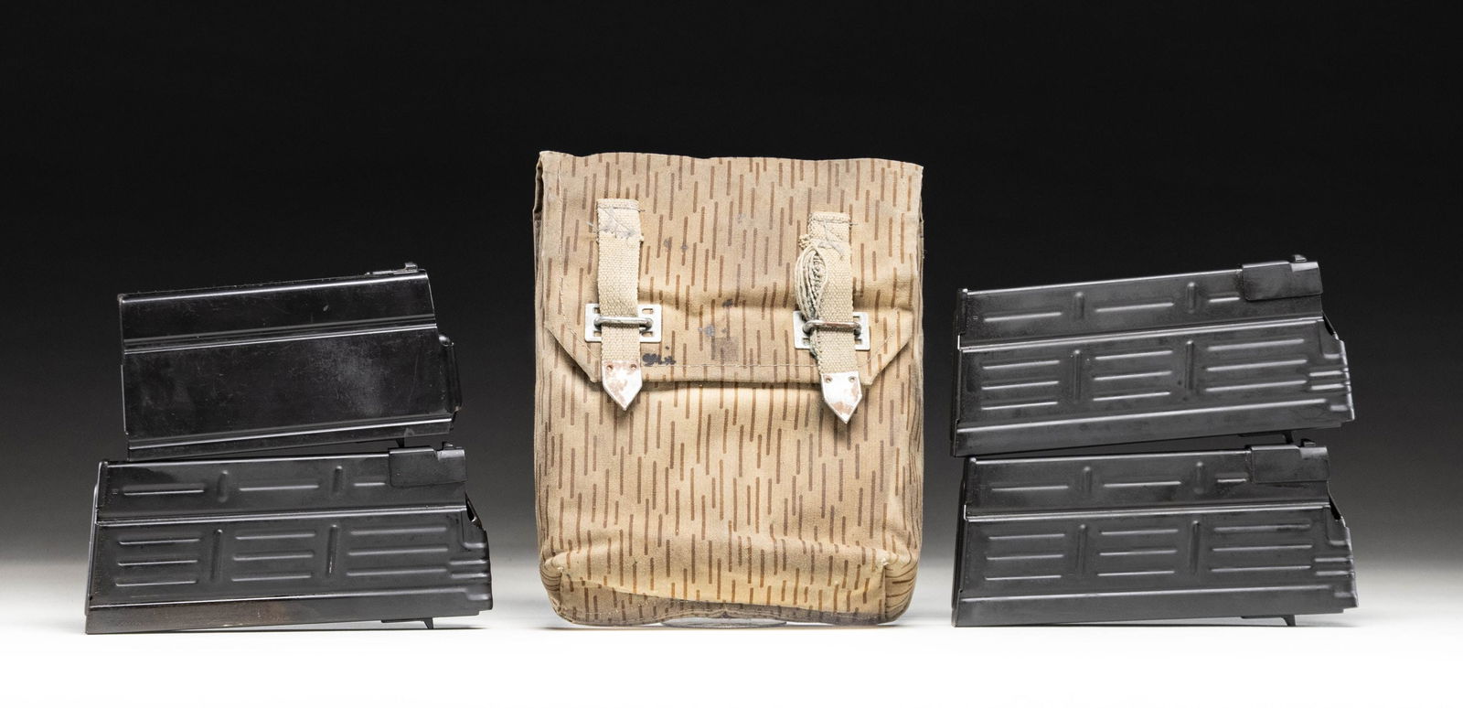 LOT OF 4 GALIL 7.62X51MM NATO MAGAZINES.: Lot of 4 Galil .7.62x51mm NATO mags., including: 1) x3 IMI 25-rd. Galil mags. Steel construction with dull blue finish. Mags. are dated "5-86", "1-87", and "8-93". x1 mag. exhibits an area of lacquer