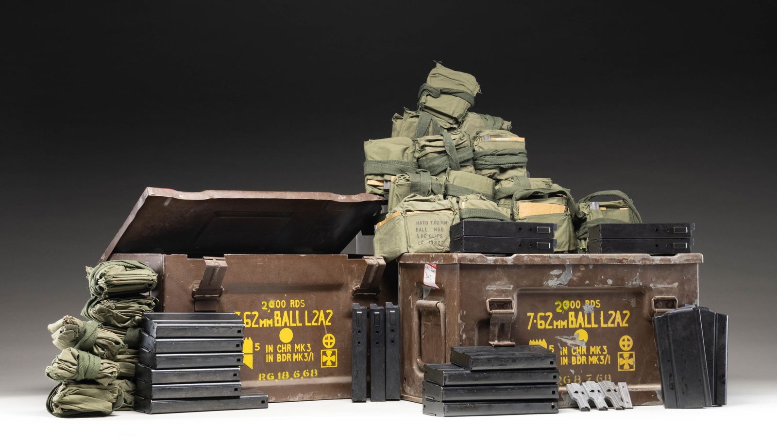 M14/M1A MAG LOT.: This lot consists of the following: 1) Four 30 rd. M14/M1A mags. These are aftermarket & appear unmarked. 2) Fifteen 20 rd. M14/M1A mags. These also appear unmarked & aftermarket. 3) About 20 GI 7.62