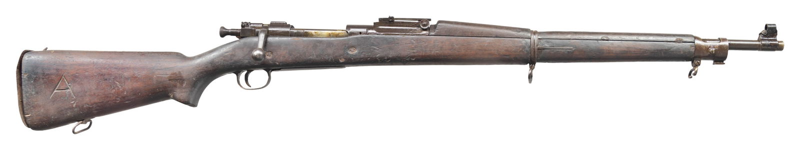 U.S. SPRINGFIELD MODEL 1903 BOLT-ACTION MILITARY: RIFLE. Cal. 30-06. S# 112926. Import marked on bottom of barrel. Bbl. 24". Barrel marked behind front sight "SA / flaming bomb / 12-41". Receiver manufactured in 1904. Ladder rear sight graduated to