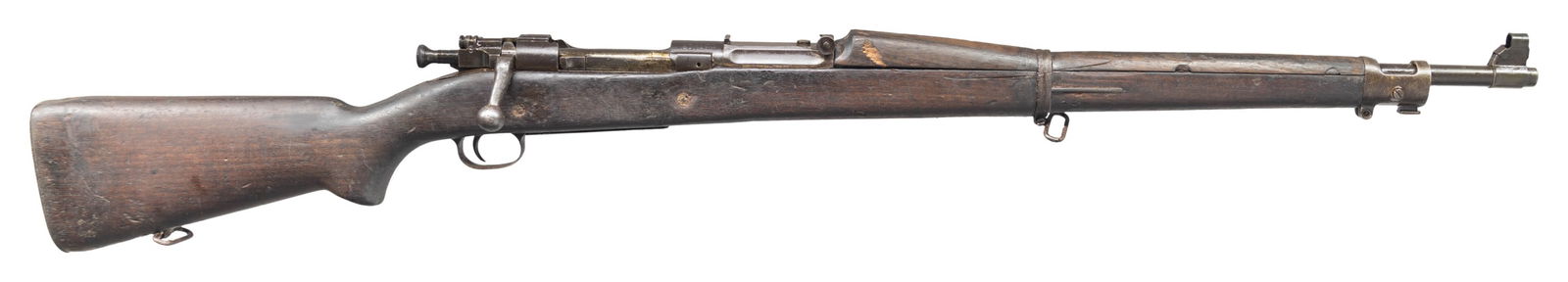 U.S. SPRINGFIELD MODEL 1903 BOLT-ACTION MILITARY: RIFLE. Cal. 30-06. S# 1201944. Import marked at bottom of barrel. Bbl. 24". Barrel is marked faintly behind front sight "SA / flaming bomb / 3-28". Rear sight is not present, leaving only sight base