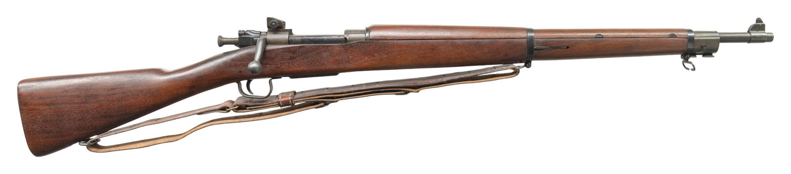 CORRECT ORIGINAL U.S. WWII SMITH CORONA MODEL 03A3: BOLT-ACTION MILITARY RIFLE. Cal. 30-06. S# 4797175. Bbl. 24. Marked behind front sight "SC / flaming bomb / 10-43". Adjustable aperture rear sight graduated to 800 yards. Front sight blade has been