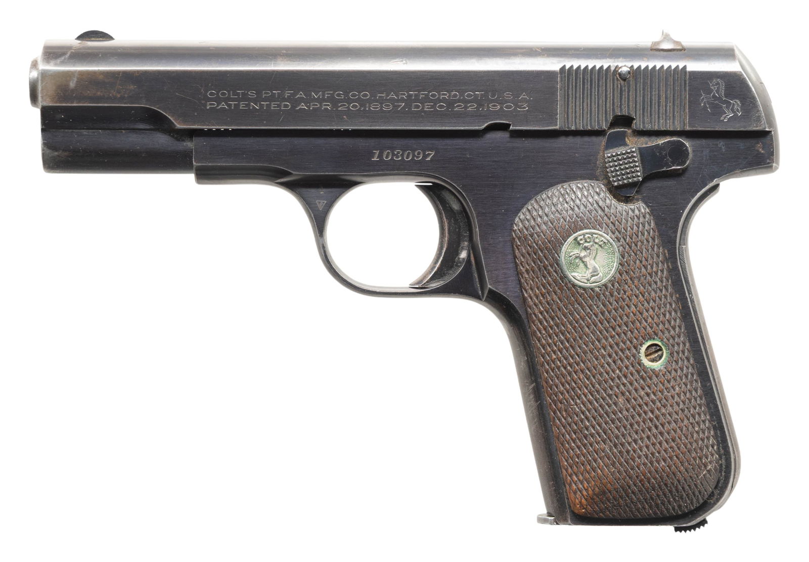 COLT MODEL 1908 HAMMERLESS SEMI-AUTOMATIC PISTOL. (1 of 2)